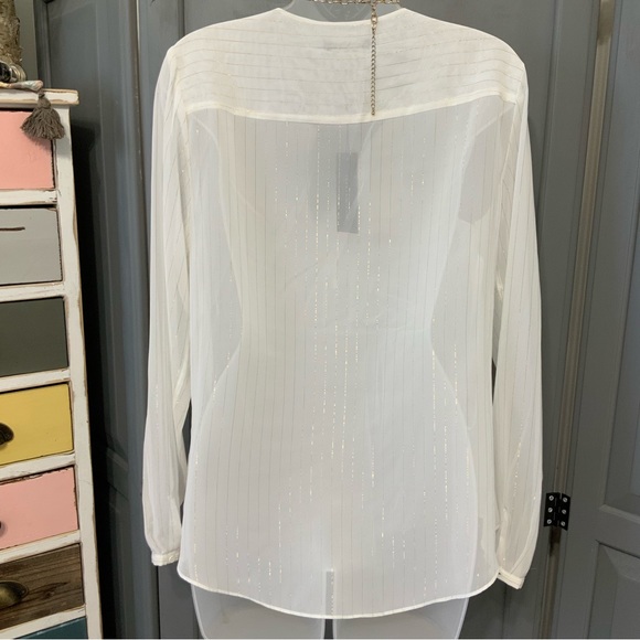 Tommy Hilfiger Metallic Shimmer Ruffle Front Blouse - Picture 4 of 14